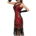thumbnail image 7 of BLTIBY Women's 1920s Fringed Dress Flapper Costume Vintage Sequin Beaded Tassels Hem Prom Sleeveless Round Neck Cocktail Evening Dresses Gatsby Dress Red L, 7 of 7