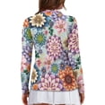 thumbnail image 2 of Yuyamidu Colorful Boho Flowers Long Sleeve Golf Shirts for Woman Floral Athletic Tennis Shirts Soft Quarter Zip Golf Clothes Workout Tops Size M, 2 of 8