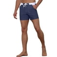 thumbnail image 4 of Unique Bargains Men's Summer Holiday Contrast Color Drawstring Waist Beach Board Shorts 32 Navy, 4 of 5