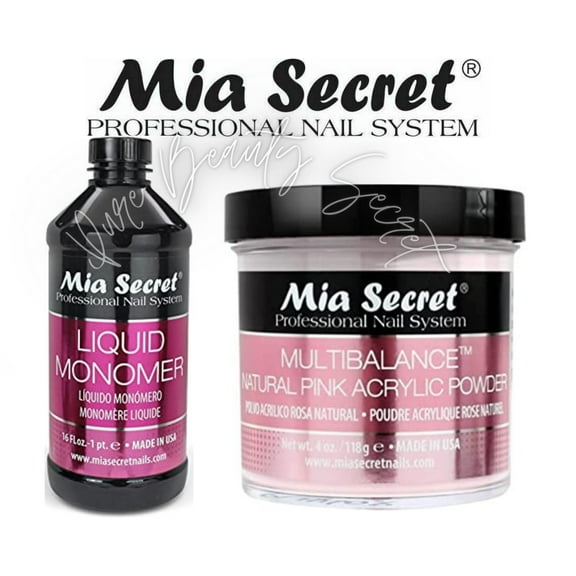 Mia Secret Liquid Monomer 16 oz and Natural Pink Powder 4 oz