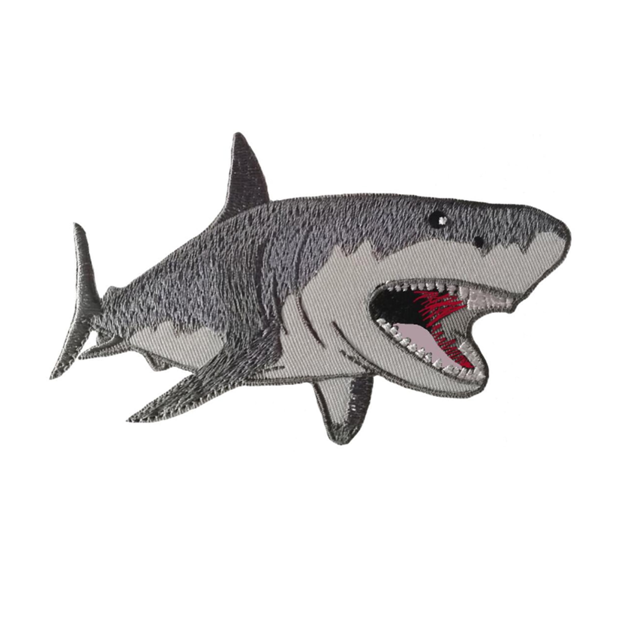 Shark Gray Fish Ocean Animals Embroidered Felt Applique