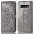 thumbnail image 5 of Galaxy S10+ Plus Wallet Cases and Covers, Allytech Slim Premium PU Flip Stand Cover Mandala Embossed Full Body Protection with Card Holder Magnetic Closure for Samsung Galaxy S10+ Plus, Gray, 5 of 9