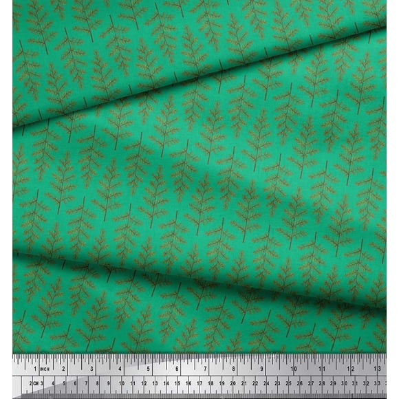Soimoi Green Rayon Fabric Mimosa Pudica Leaves Print Fabric by Yard 42 Inch Wide