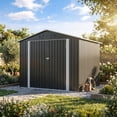 thumbnail image 3 of MUCHANT 6'x8' Outdoor Metal Storage Shed with Updated Frame Structure and Lockable Doors, Steel Garden Tool Sheds for Backyard, Patio, Lawn, White, 3 of 7