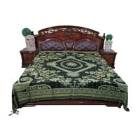 Mogul Exotic Bedding Pashmina Black Green Blanket Bed Throw Bedspread Bedroom Decor