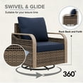 thumbnail image 2 of COOS BAY 6 Piece Brown Wicker Patio Sofa Set Outdoor Rattan Furniture Conversation Set 3-Seat Sofa, Swivel Glider Chairs and Ottomans with Blue Cushions, Wood Grain Top Coffee Table, 2 of 8