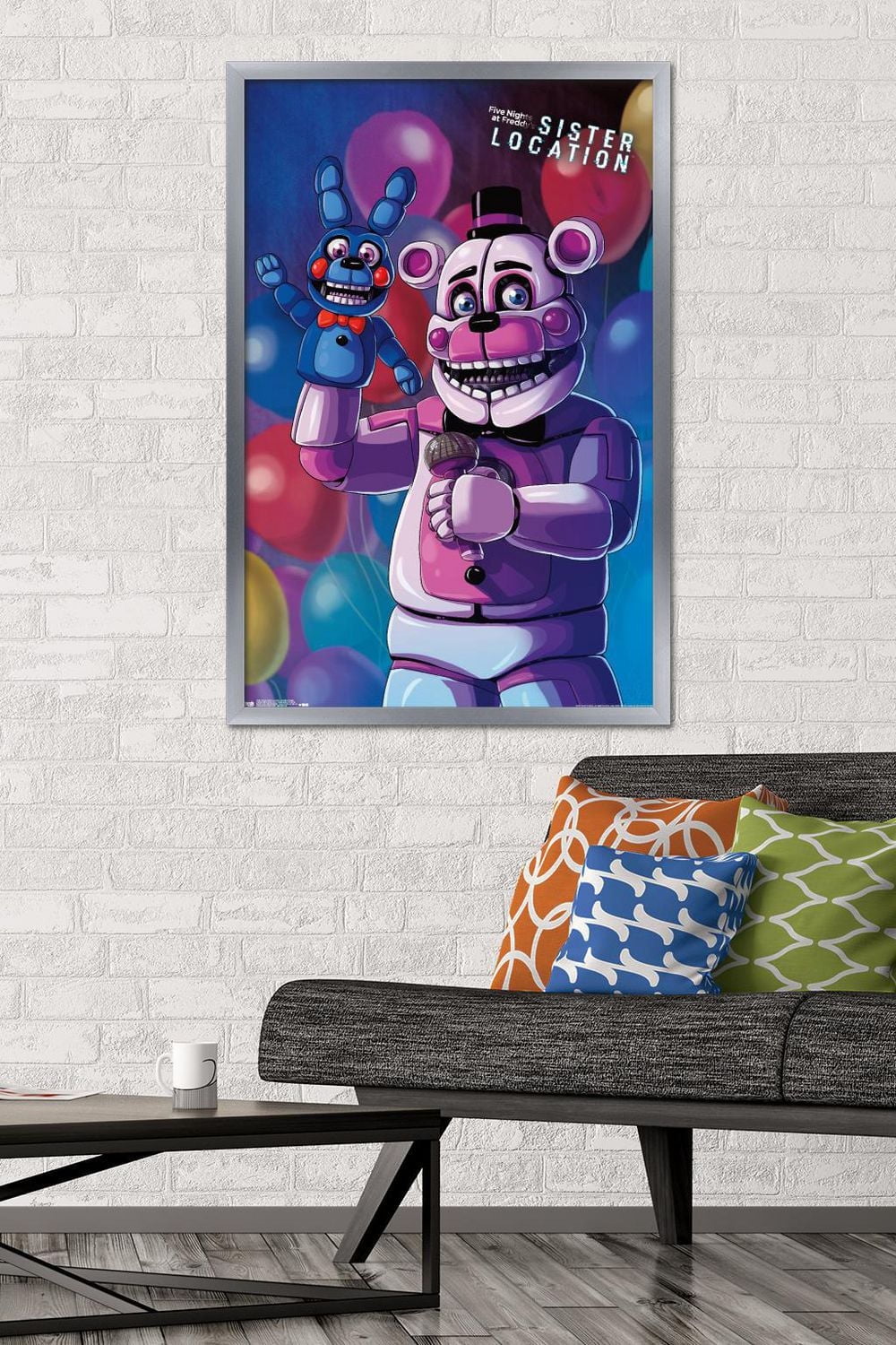 Five Nights at Freddy's: Sister Location - Funtime Freddy Wall Poster, 22.375" x 34" Framed