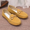 thumbnail image 4 of Yellow Women's Vintage Solid Color Satin French Retro Round Toe Soft Sole Flat Shoes Everyday Shoes Office Shoes Size 6.5, 4 of 9