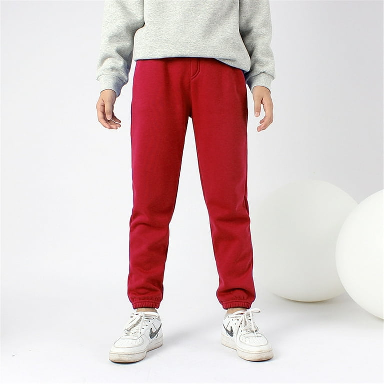 Boys Girls' Winter Warm Jogger Pant Fleece Lined Elastic Waist