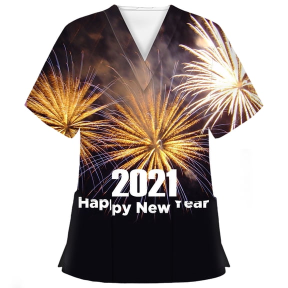 BloomJoy Scrubs for Women Year Short Sleeve V-neck Tops Working Cartoon Print Blouse V Neck Tee Graphic Women Sports T Shirt Womens T Shirts Long Sleeve Tan Raglan Shirt Swim