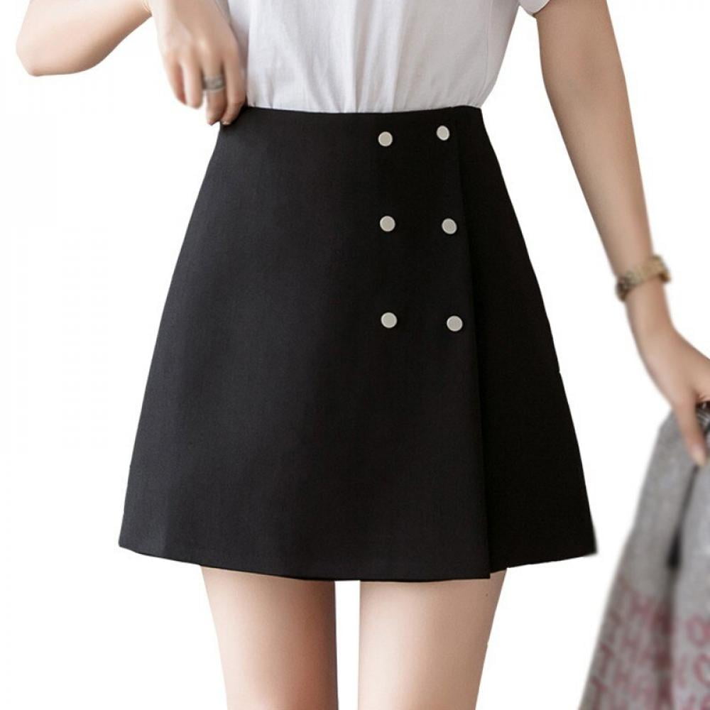 Ladies Skirts Womens Belted Flared Plain Mini Skater Skirt All Sizes*PnT