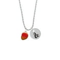 thumbnail image 2 of Delight Jewelry Silvertone 3-D Enamel Mango Silvertone Script Initial Disc - & - Charm Necklace, 20"+3", 2 of 4