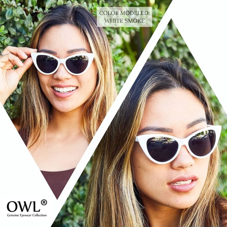 OWL Cat Eye Sunglasses, Retro Winged Frame, UV 400  display picture 3