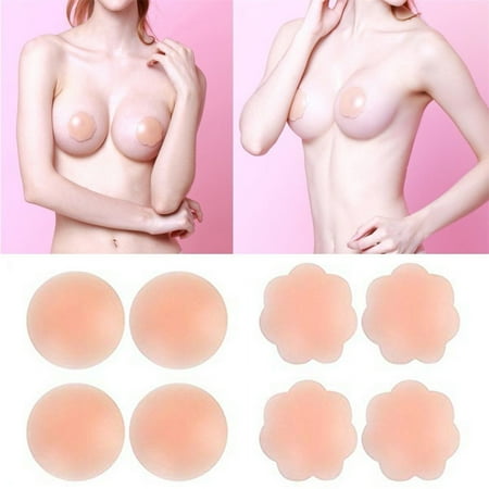 

4 Pairs Reusable Adhesive Silicone Breast Bra Nipple Cover Pad Covers Stick