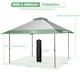 thumbnail image 3 of Carpa Plegable Costway 4x4m Gazebo Pop-Up cenador de Jardín Verde con 4 Varillas reforzadas, 3 of 10