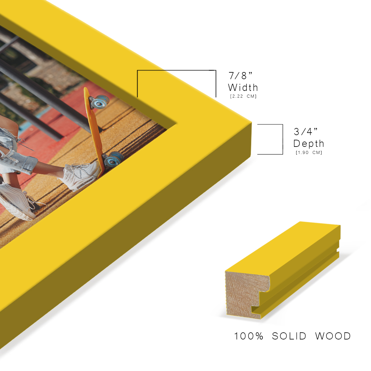 Modern Real Wood 6x8 inch Picture Frame in Yellow