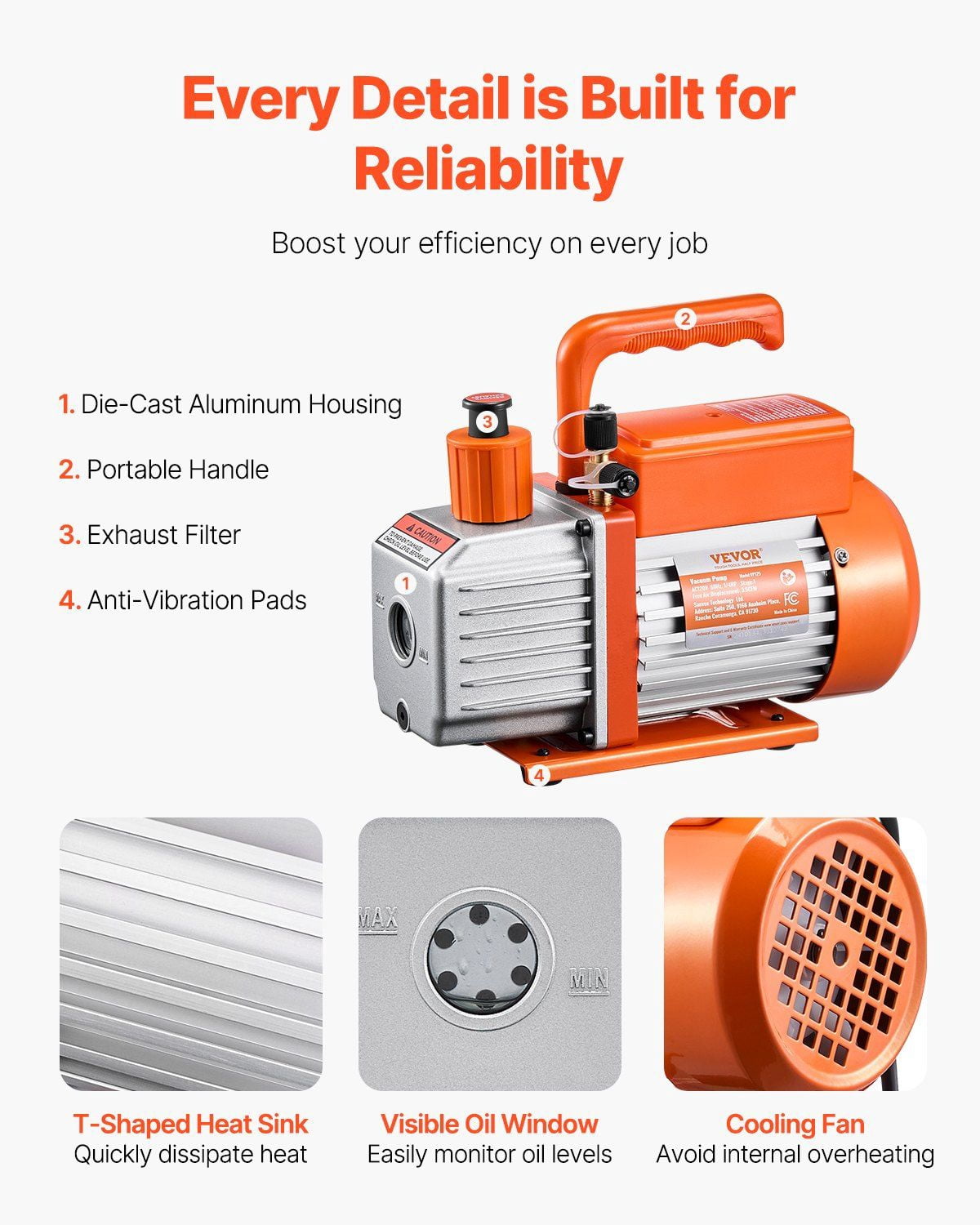 3.5 CFM Single Stage Rotary Vane Vacuum Pump for HVAC R134a R22 R410a Systems Automotive AC Maintenance Kit with Oil Bottle
