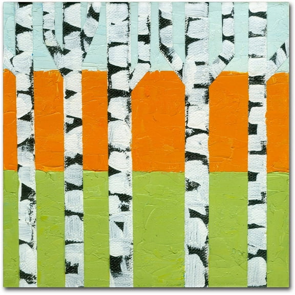 Trademark Fine Art "Seasonal Birches - Spring" Canvas Art by Michelle Calkins