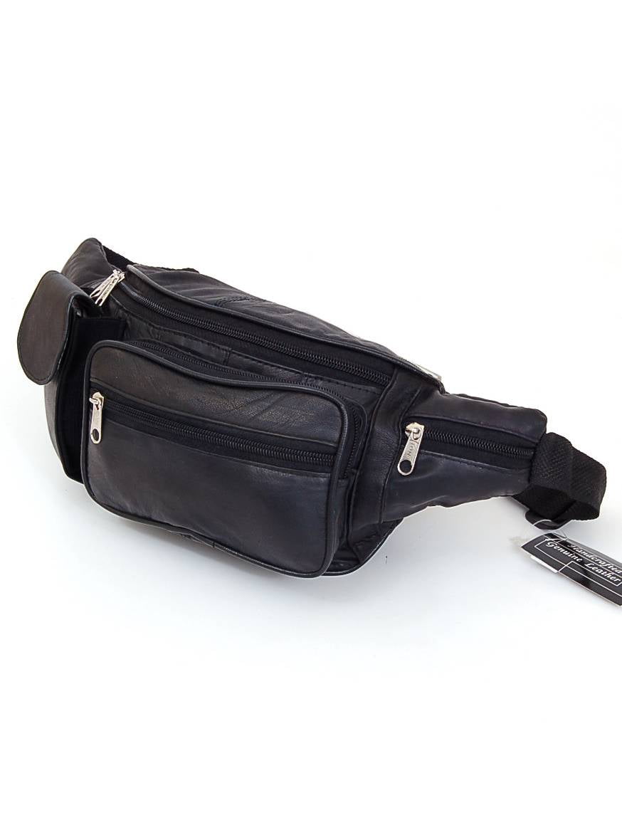 BISON DENIM Leather Waist Pack Fanny Pack Mens Hip Purse Travel Hiking Bum Bag Belt Bag