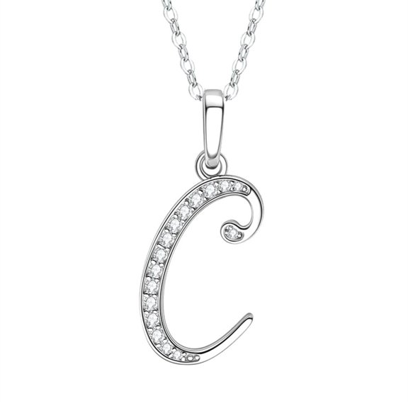 HIJONES Women's Men's Stainless Steel Cubic Zirconia Initial Necklace