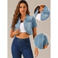 thumbnail image 2 of DARING DIVA Women's Summer Short Sleeves Crop Denim Jackets XS Light Blue, 2 of 6