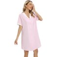 thumbnail image 3 of Xmarks House Dress Women Cotton Duster Robe Short Sleeve Housecoat Button Down Nightgown Pink M, 3 of 6