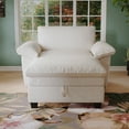 thumbnail image 3 of 51" Oversized Recliner Lounge Chair with Storage Ottoman & Hidden Compartment, Plush Chenille Fabric for Living Room, Balcony, Nap - Beige for Adults, 3 of 9