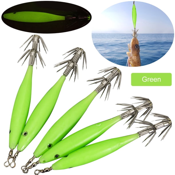 26 Señuelos De Pesca Para Calamar Y Pulpo - Cebo Artificial Luminoso Con Anzuelo Doble En Paraguas - Ideal Para Agua Salada Y Dulce