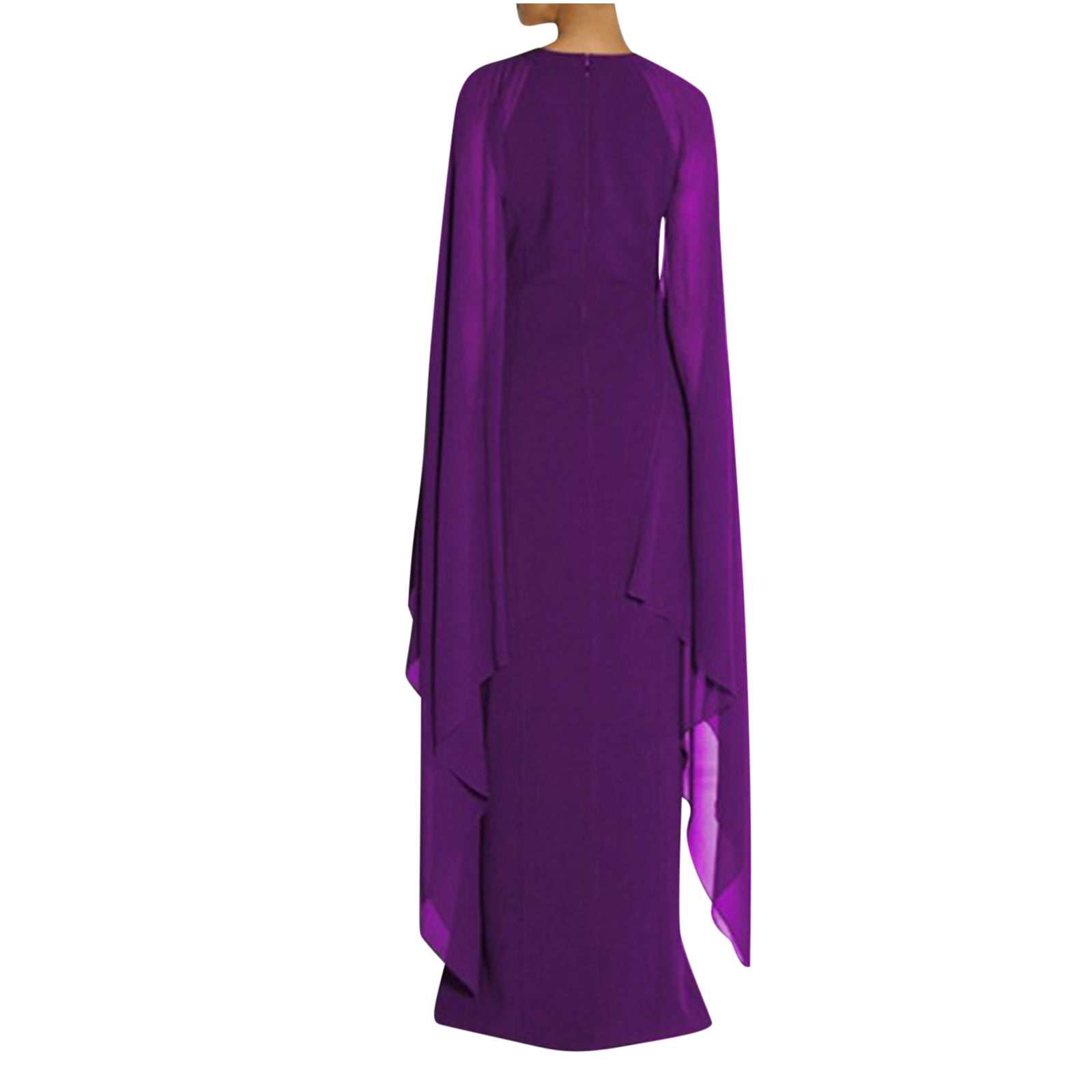 Evening Dress for Women Formal Maxi Cape Split Long Dress Plus Size Floor Length Party Maxi Gowns Elegant Classy (3X-Large, Purple)