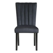 D8685 Black Velvet Fabric Dining Chairs - Kit of 2