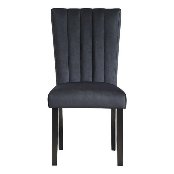 D8685 Black Velvet Fabric Dining Chairs - Kit of 2