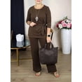 thumbnail image 4 of Women'S 2 Piece Outfits Suit Set Top Flared Pants Sets Business Pantsuits Brown [In Stock] 4XL, 4 of 7