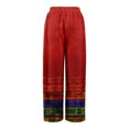 thumbnail image 5 of Women’s Loose Fit Geometric Print Wide Leg Pants with Elastic Drawstring Waist and Functional Pockets for Summer Casual Wear Deep Red L, 5 of 8