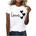 thumbnail image 5 of Tops for Women Valentine's Day Print Round Neck Short Sleeve Sweetheart Blouse White XXL, 5 of 5