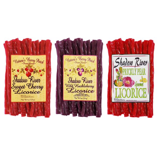 Shadow River Gourmet Licorice Candy Variety Pack Huckleberry, Cherry