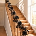 thumbnail image 3 of YiFudd Black Halloween Rattan Garland, 78.7in Soft Vine with Black Roses for Gothic Porch Mantel Party Decor, 3 of 7