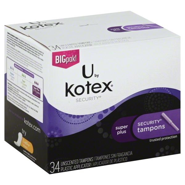 U by Kotex Security Tampons, Super Plus Absorbency, Unscented, 34 Count
