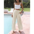 thumbnail image 2 of Lentta Women's Cotton Linen Wide Leg Palazzo Pants – Flowy Beach Trousers with Pockets, High Waist, Elastic Waistband, Lightweight & Breathable for Summer Fashion, 2 of 6