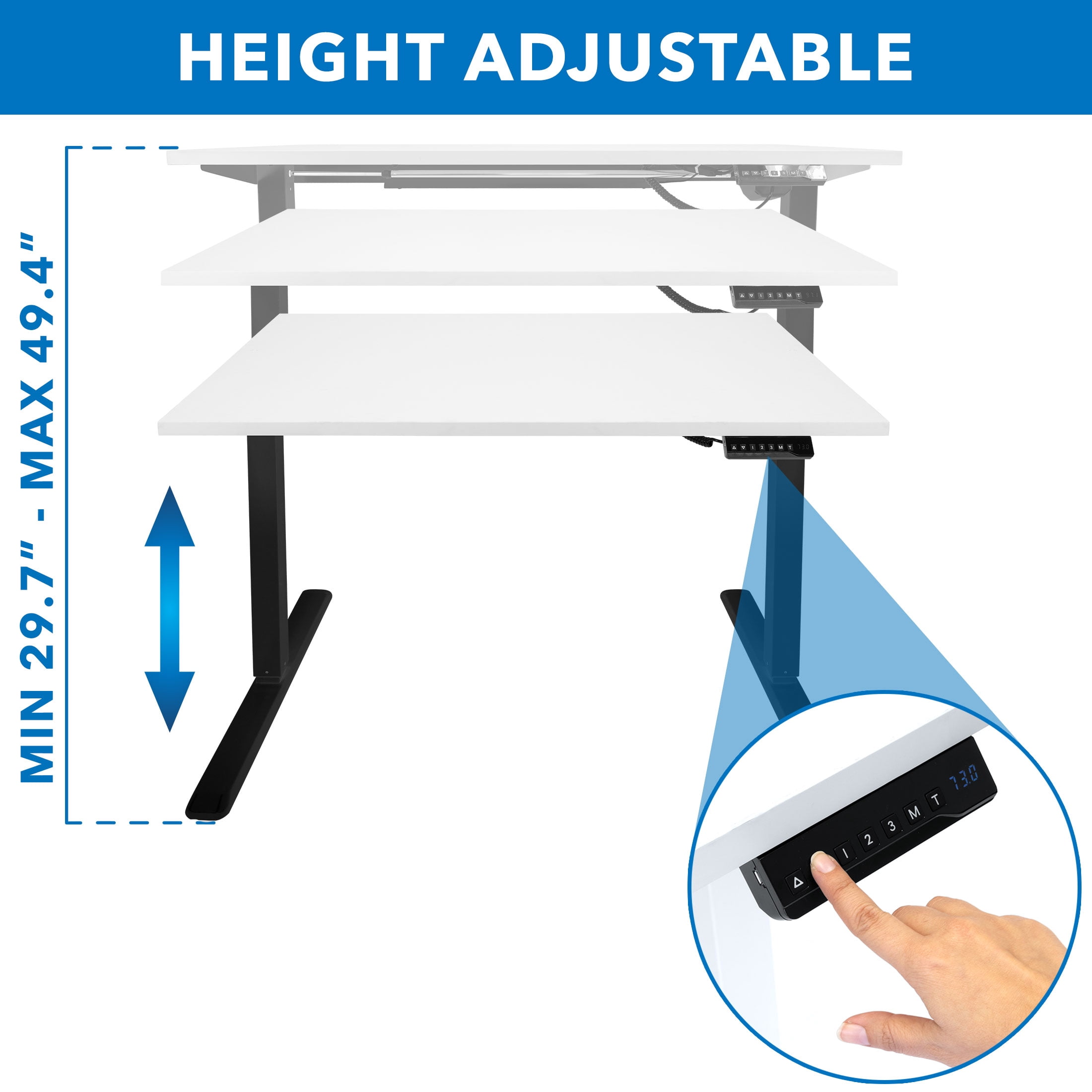 Mount-It! Electric Sit-Stand Black Desk Frame with White Tabletop