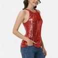 thumbnail image 2 of Women's Sleeveless Sequin Halter Top with Pleated Neckline and Sparkling Finish - Medium, Red, 2 of 6