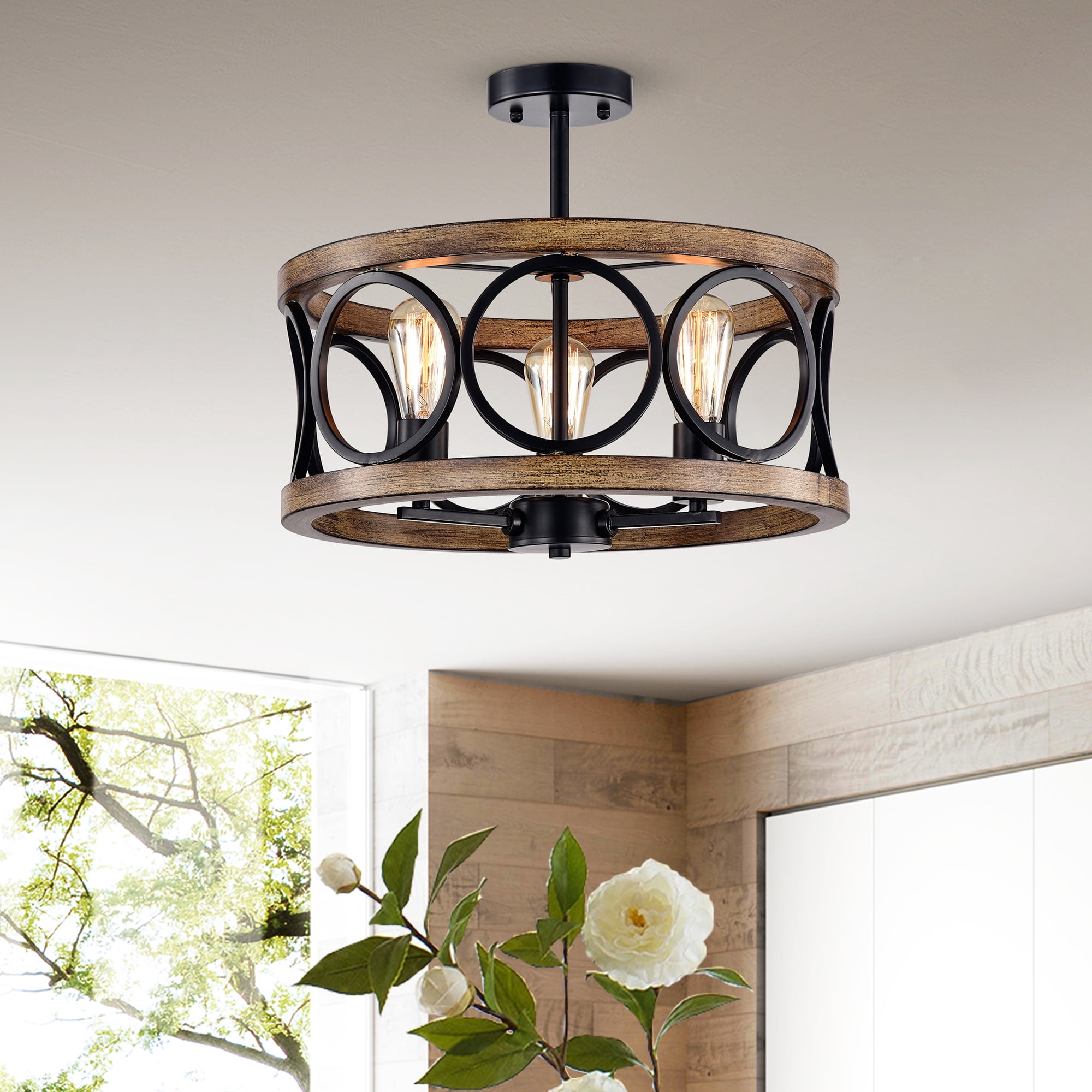 Shacer 3-light Hood Design Ceiling Lamp