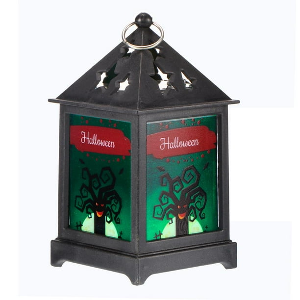 Lámpara De Linterna De Halloween Luz De Decoración De Halloween Retro Luz De Vela Sin Llama Luz Colgante Alimentada Por Batería Para El Hogar Jardín Fiesta Paisaje Mercado Castillo / Calabaza Methold HA026596-01