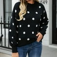 thumbnail image 2 of Lovskoo Sweaters for Women Comfortable Polka Dot Printing Long Sleeve Round Neck Sweater Top Black, 2 of 7