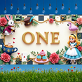 thumbnail image 6 of Vintage Tea Party ONEderland Banner Floral Design Alice in Wonderland Rabbit for First Birthday Party Baby Celebration Nursery Decoration, 6 of 6