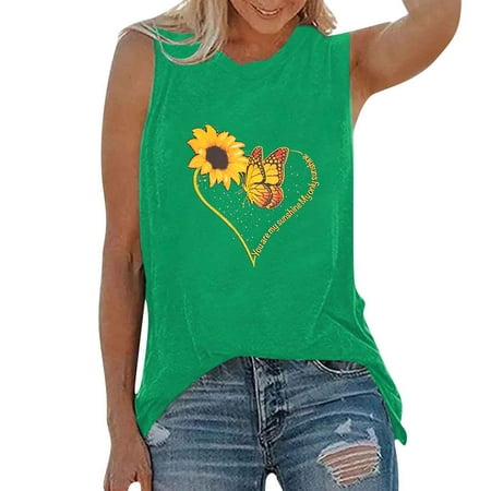 

Dtydtpe Casual Top T-shirt Tank Vest Women Tops Sleeveless Round Shirt Neck Tee Blouse Printed Women s Blouse 5 Way Bra