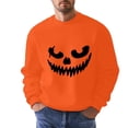 thumbnail image 3 of sususu Mens Halloween Pumpkin Face Graphic Sweatshirts Spooky Season Long Sleeve Crew Neck Pullover XXL, 3 of 5