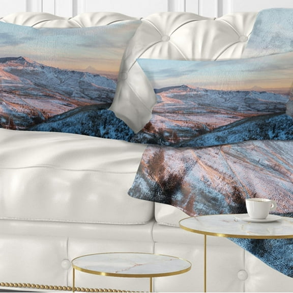 Designart 12" x 20" Blue Polyester Throw Pillow