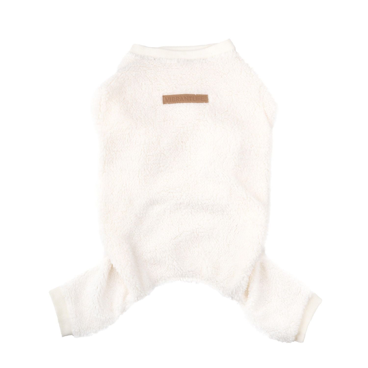 Vibrant Life White Fuzzy Pet Holiday PJ pour animaux de compagnie - Pyjama pour chien et chat - Blanc