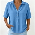 thumbnail image 6 of TGSLY Women's Waffle Collared Henley Tops Lightweight Soft Half Snap Buttons Short Sleeve Shirts Loose Fit Dressy Casual Solid Color Blouses XXXL, 6 of 7