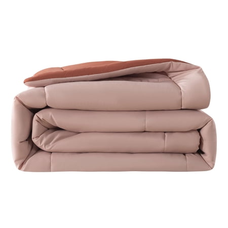 MAINSTAYS ALL IN ONE REVERSIBLE COMFORTER AND SHEET SET, 7-PIECE, FULL, PINK BLUSH